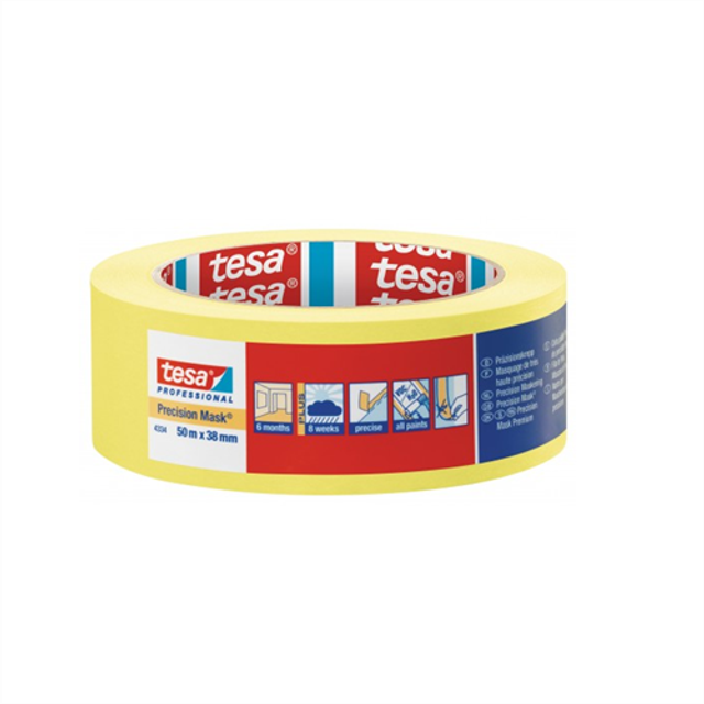 TESA 4334, 38 mm x 50 m, 50 m, 38 mm, Gul
