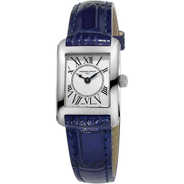 Frederique Constant FC-200MC16 Women's Carrée Leather Strap Watch, Blue/White