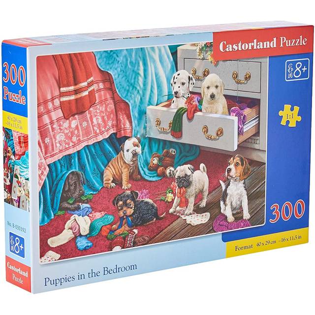 CSB030392 - Castorland Jigsaw Premium 300 pc - Puppies in the Bedroom
