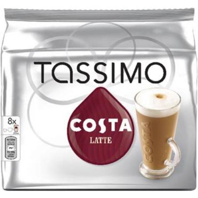 Tassimo costa latte 1 pack - 8 drinks extra large cup size 325ml t disc pods