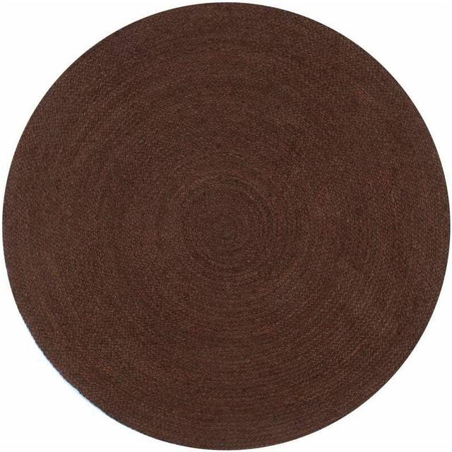Handgjord jutematta rund 120 cm brun