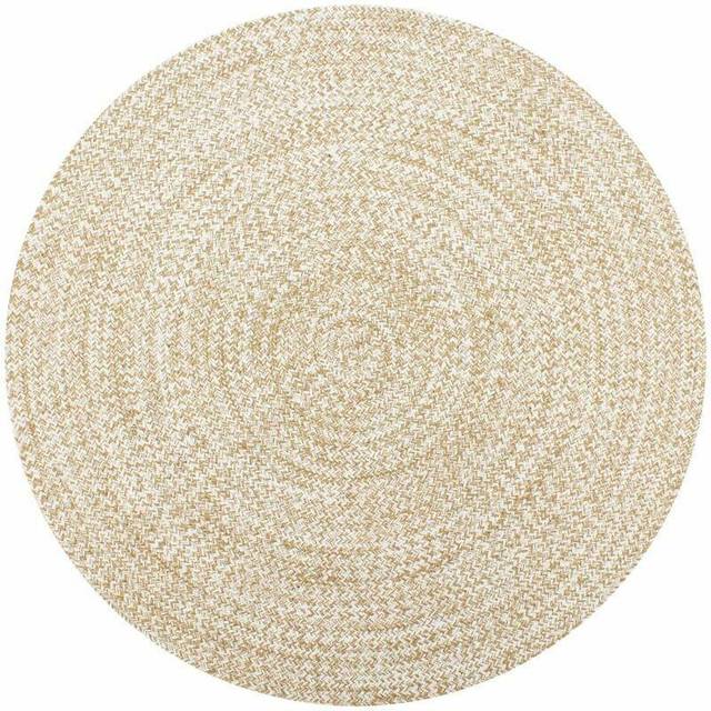 Handgjord jutematta vit och naturlig 90 cm