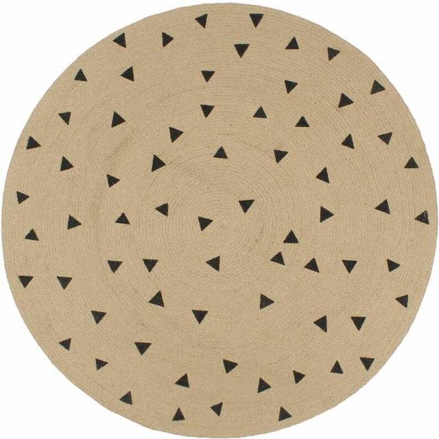 vidaXL Handmade Rug Jute with Triangle Print 120 cm - Black