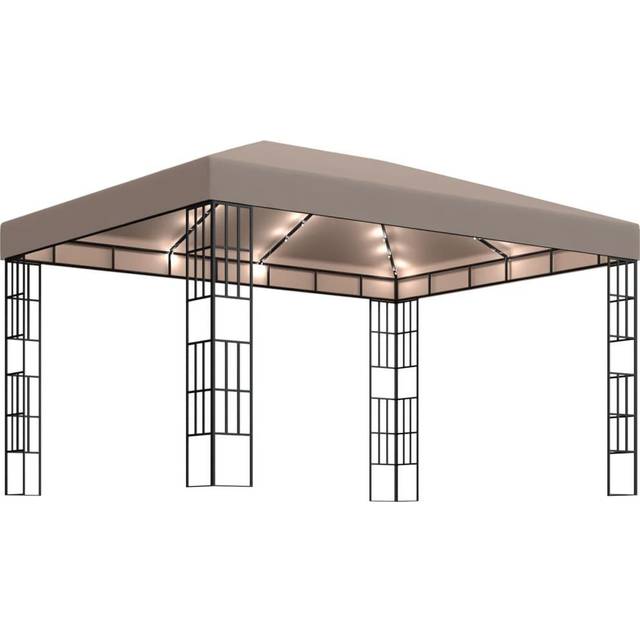 Paviljong med ljusslinga LED 4x3 m taupe