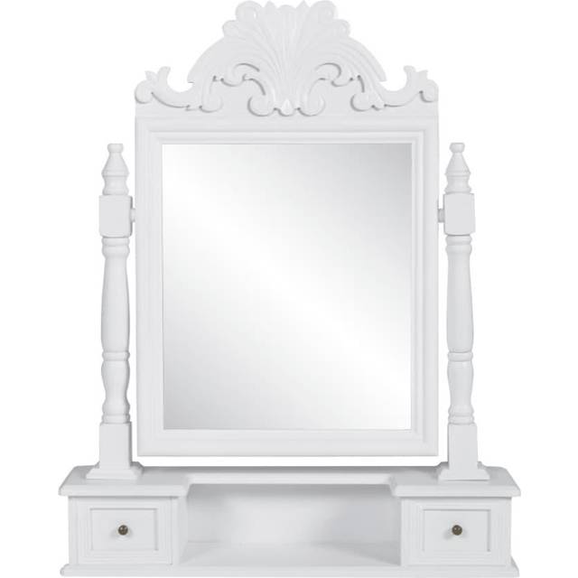 vidaXL Vanity Makeup Table with Rectangular Swing Mirror MDF - White