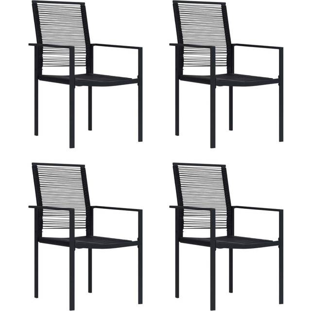 vidaXL Garden Chairs 4 pcs PVC Rattan Black