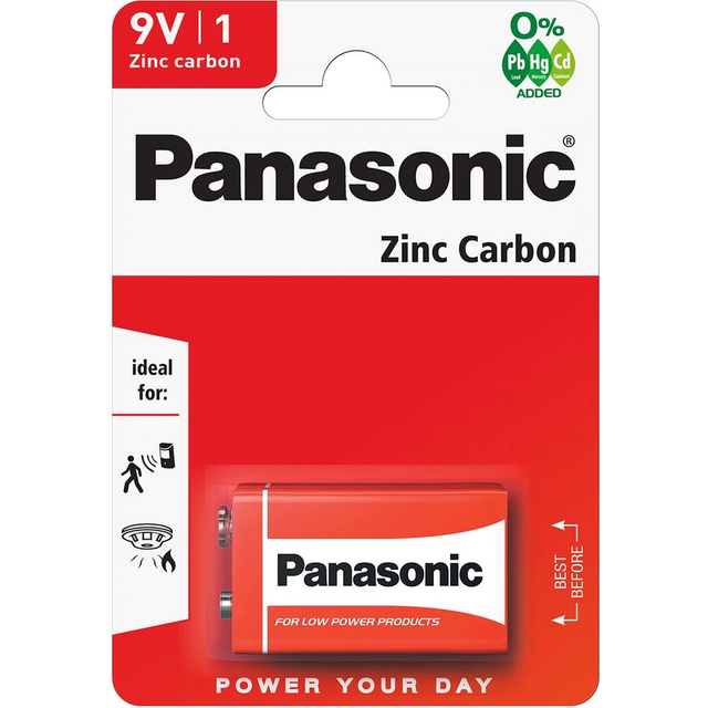 Panasonic Zinc 9V PP3 6LR61 Battery | 1 Pack
