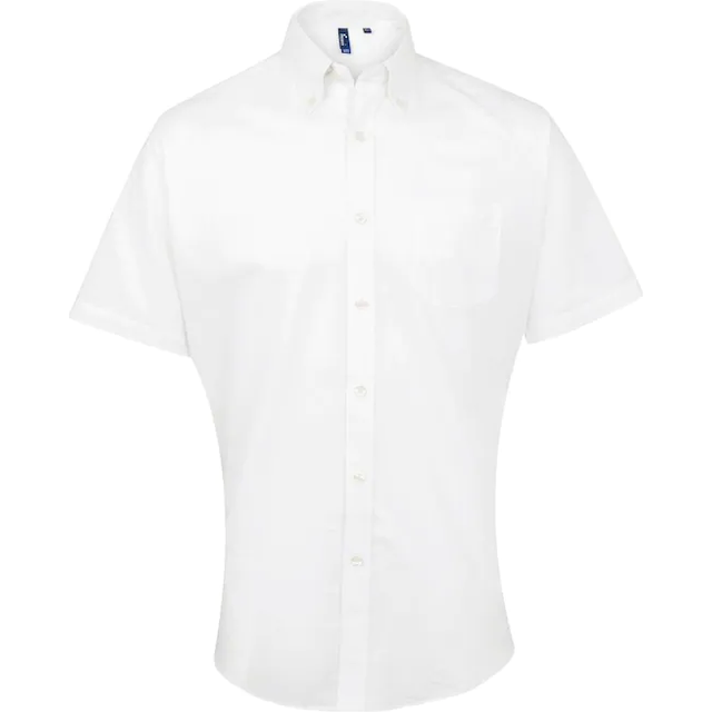 (15.5, White) Premier Mens Signature Oxford Short Sleeve Work Shirt
