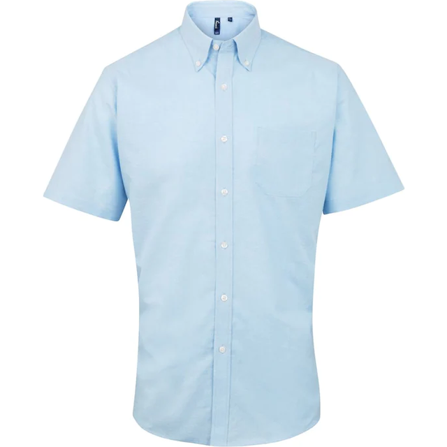 (16.5, Light Blue) Premier Mens Signature Oxford Short Sleeve Work Shirt