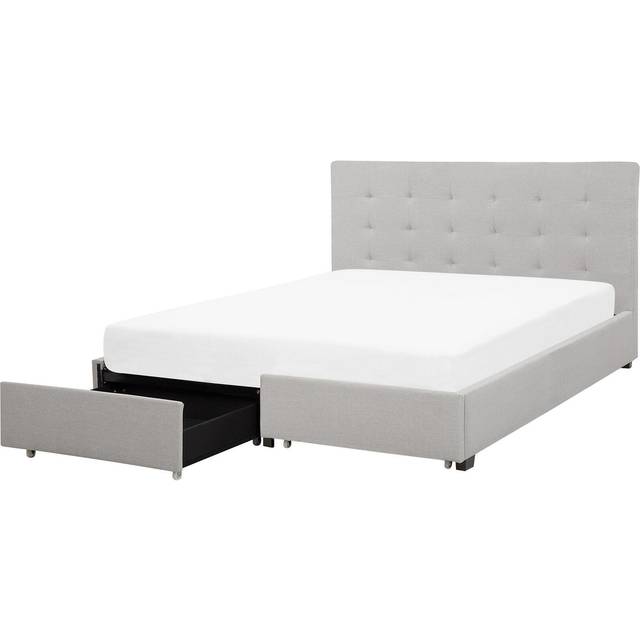 Bed with Storage Drawers Fabric LA ROCHELLE 180 x 200 cm (EU Super King) Light Grey