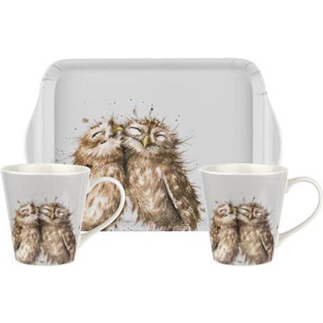 Wrendale Designs, Coloured - Owl Mug & Tray Set - Brown;White (180ml)