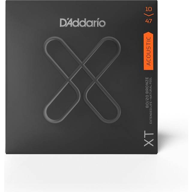 D'Addario XT 80/20 Bronze Wound Acoustic Guitar Strings, Extra Light (XTABR1047)