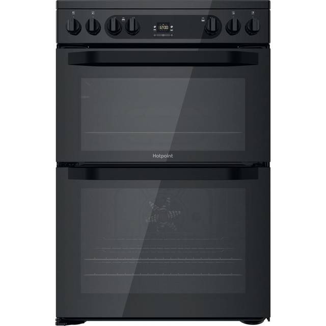 Hotpoint HDM67V92HCB/UK 60cm Electric Ceramic Double Oven Freestanding Cooker - Black