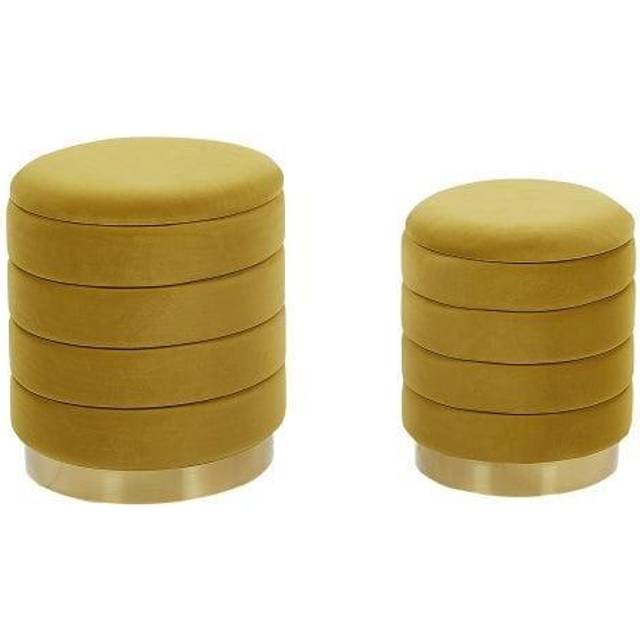 Beliani Set Of 2 Storage Pouffes Mustard Garland, Yellow