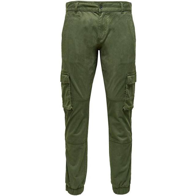 Only & Sons Men's Green Regular Tapered Cargo Trousers New Look - 30R