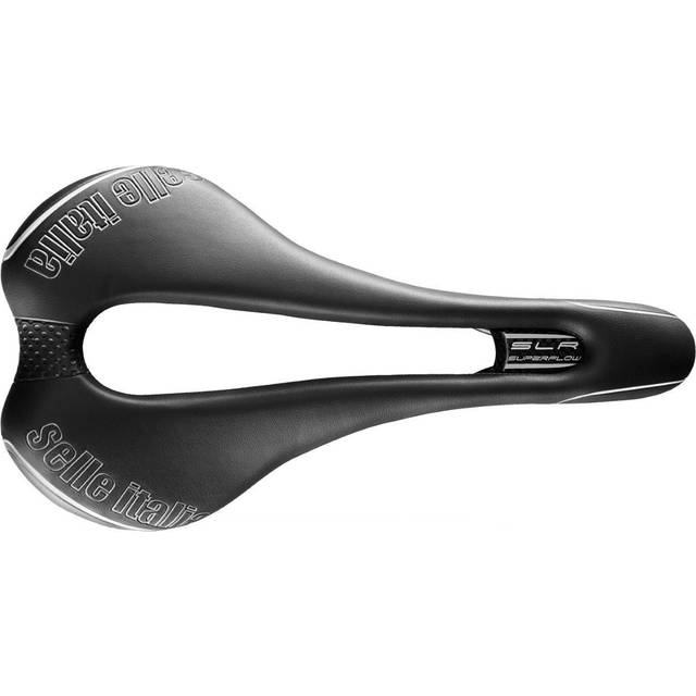 Selle Italia SLR TM Superflow - Landsvägscykelsadel, Ikonisk SLR-design med Anatomiskt Hål, Krom-mangan-ram - Storlek L3, Svart