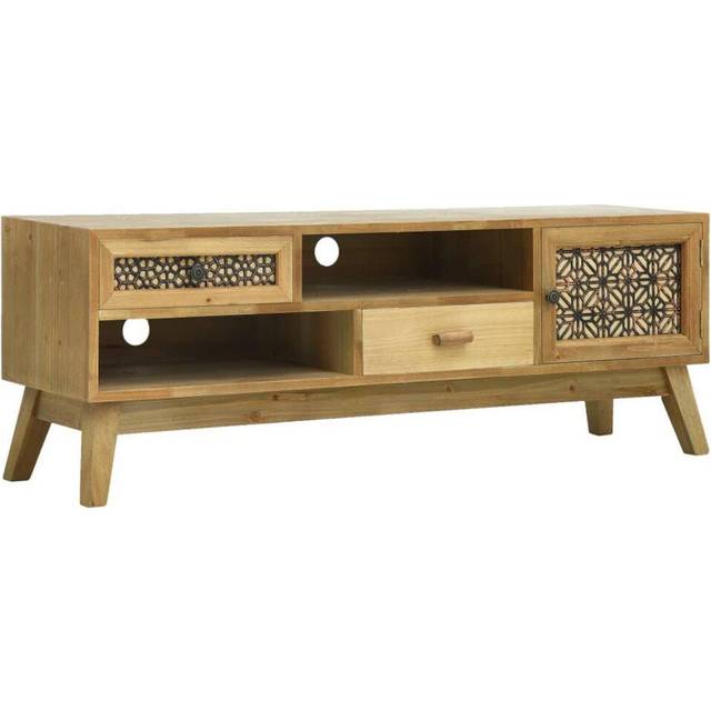 vidaXL TV Cabinet Carving Brown Wood Entertainment Centre Stand HiFi Low Board