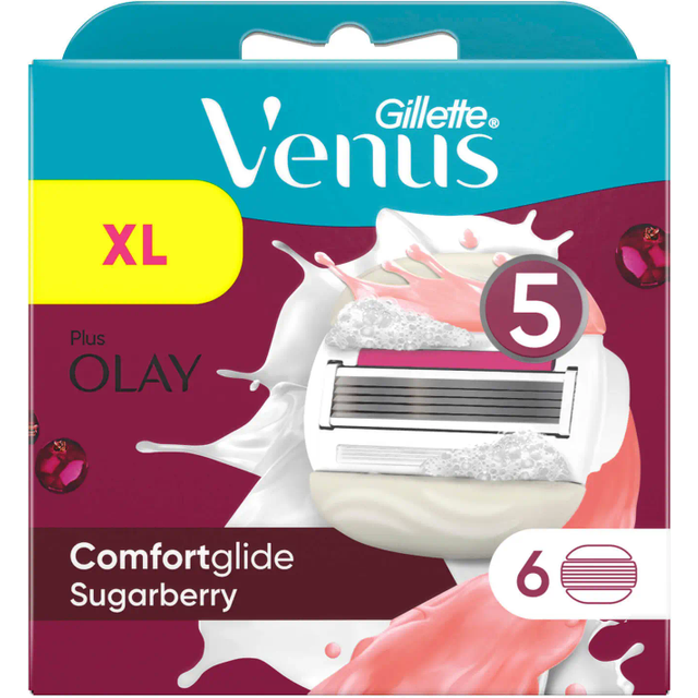 Gillette Venus Comfortglide med Olaz 2-i-1 rakblad med rakskumremsor, för rakapparat. Ingen rakkräm krävs (förpackningen kan variera) – 6 stycken