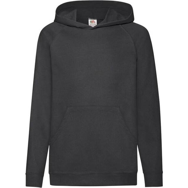 (7-8, Black) Fruit Of The Loom Childrens Unisex Lightweight Hooded Sweatshirt / Hoodie