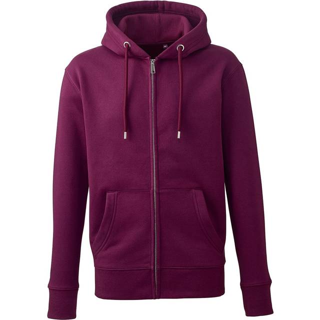 (XL, Burgundy) Anthem Mens Organic Full Zip Hoodie