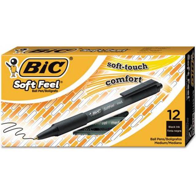 Bic SoftFeel Clic Retractable Ballpoint Pen Black (12 Pack)
