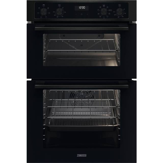 Zanussi ZKCNA4X1 59.4cm Built In Electric Double Oven - Stainless Steel & Black