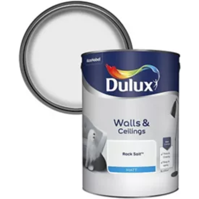 Dulux Walls & Ceilings Rock Salt Matt Emulsion Paint 5L - White