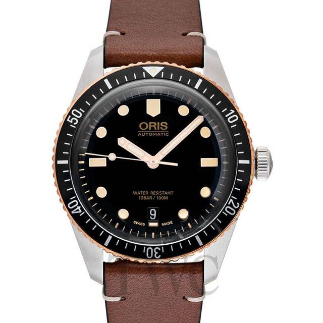 Oris Mens Divers Sixty-Five Brown Leather Strap Watch 01 733 7707 4354-07 5 20 45