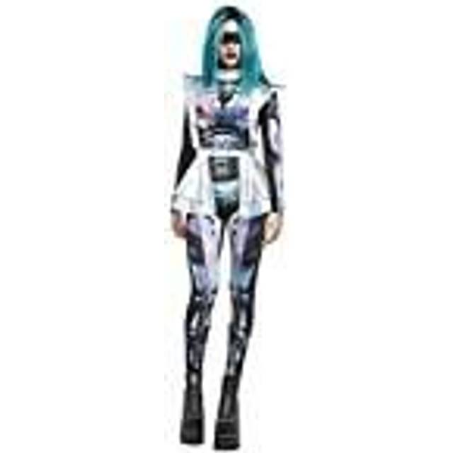Metallic Cyber Alien Costume for Women | Alien Costumes - Black&#47;Gray&#47;Purple (M)