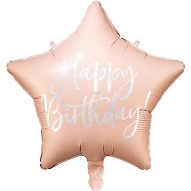 Folienballon "Happy Birthday" als Stern in rosa, 40cm
