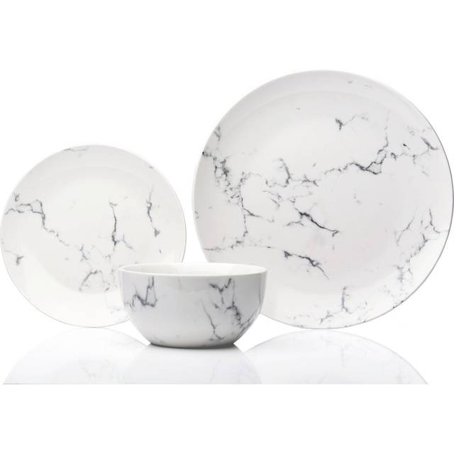 Sabichi 12-Piece Marble Dinner Set, White