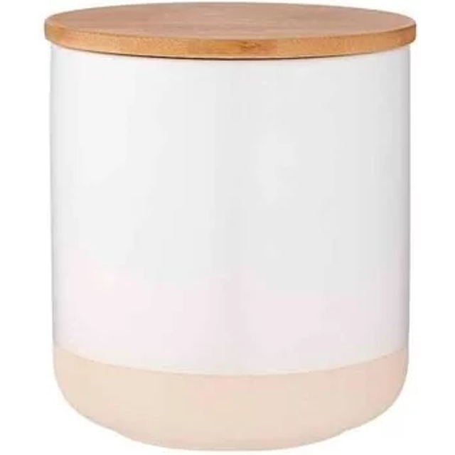 Ladelle host canister - container air-tight stoneware - bamboo lid