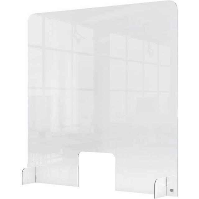 Nobo social distancing plexiglas akryl 1 m skyddande räknare avdelningsbarriär, nysning och hosta skydd och skärm med transaktionsfönster, 700 x 850 mm, genomskinlig, 1915488