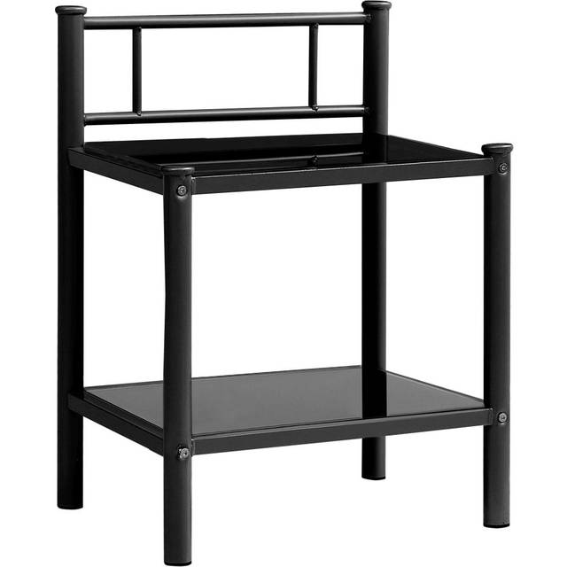 vidaXL Bedside Cabinet Grey and Black 45x34.5x60.5 cm Metal and Glass