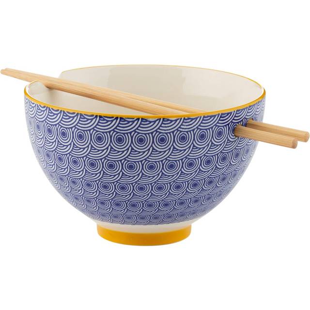World Foods Noodle Bowl with Chopsticks 16.5cm - Blue
