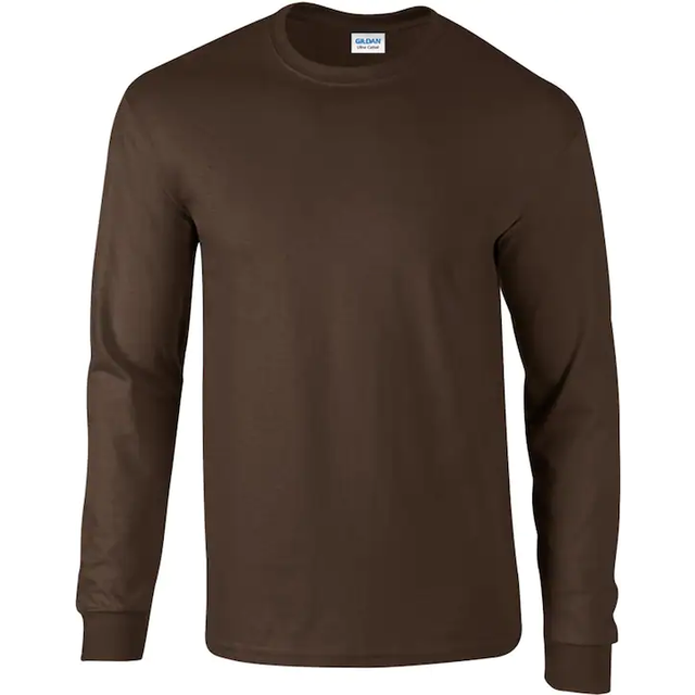 Gildan Ultra Cotton Adult Long Sleeve T Shirt 2400 Dark Chocolate XL C