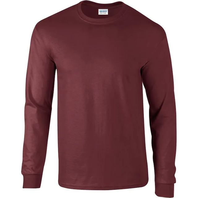 Gildan Ultra Cotton Adult Long Sleeve T Shirt 2400 Maroon M Colour: Ma