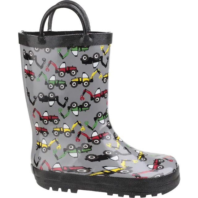Cotswold Digger Puddle Waterproof Wellington Kids | Wellingtons  | Grey / Digger  | UK Size 12
