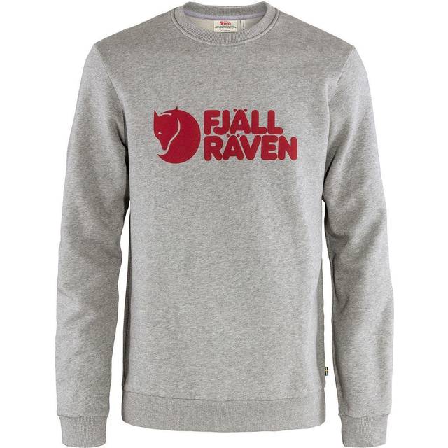 Fjällräven, Sweatshirts & Hoodies, Herr, XL, Bomull, Grå Melange Logo Crewneck Sweatshirt - gray (XL)