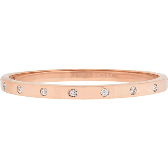 Kate Spade New York Women's Metal Stone Hinged Bangle - Clear/Rose Gold