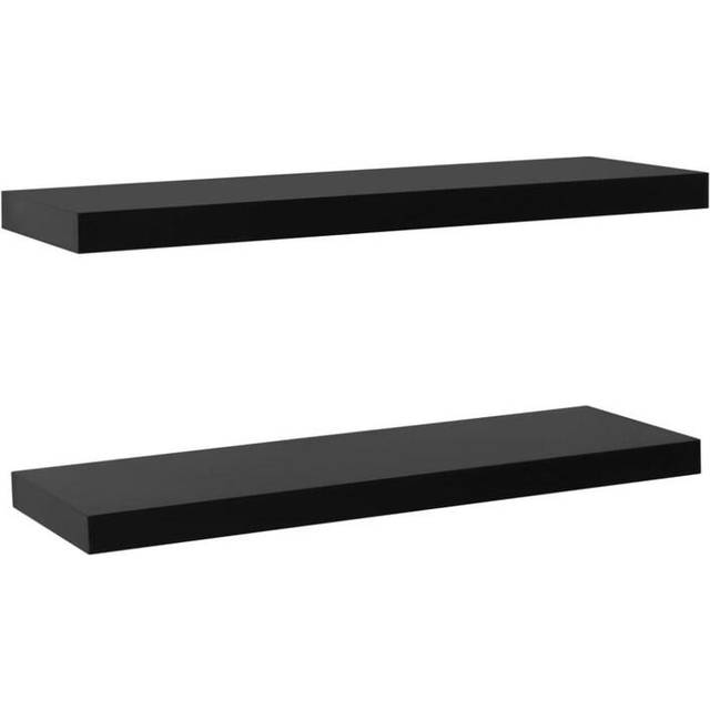 vidaXL Floating Wall Shelves 2 pcs Black 100x20x3.8 cm