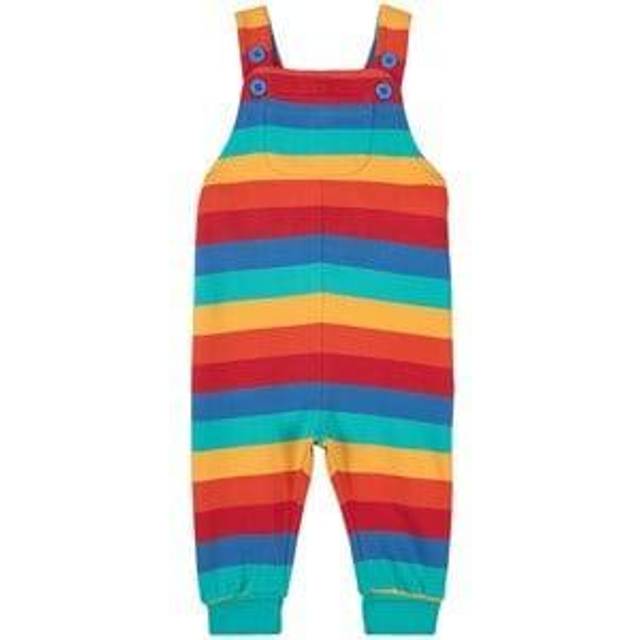 Frugi Baby Parsnip Rainbow Stripe Organic Cotton Dungarees, Multi