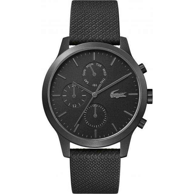 Lacoste black multi dial leather strap watch lc.115.1.3129, with tag.