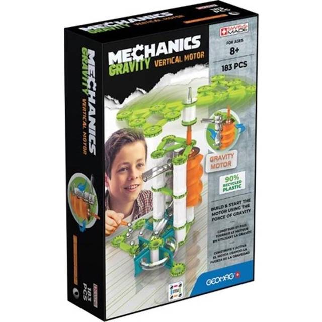 Geomag - Mechanics Gravity Vertical Motor - Educational and Creative Game for Children - Magnetic Building Blocks, Vertical Motors with Magnetic Blocks, Recycled Plastic - Set of 183 Pieces