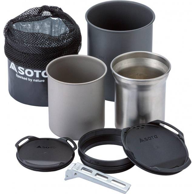 Soto Thermostack Cook Set Combo Lightweight Backpacking Cookware - Grey/Black - 750ml