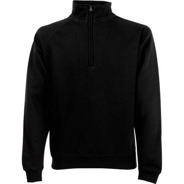 (S, Black) Fruit Of The Loom Mens Zip Neck Sweatshirt