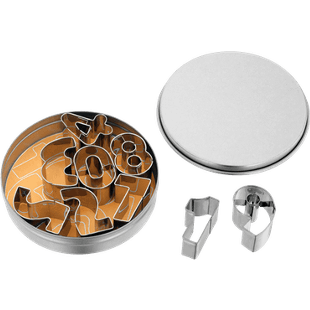JUDGE 9 NUMBER CUTTERS AND STORAGE TIN IN STAINLESS STEE