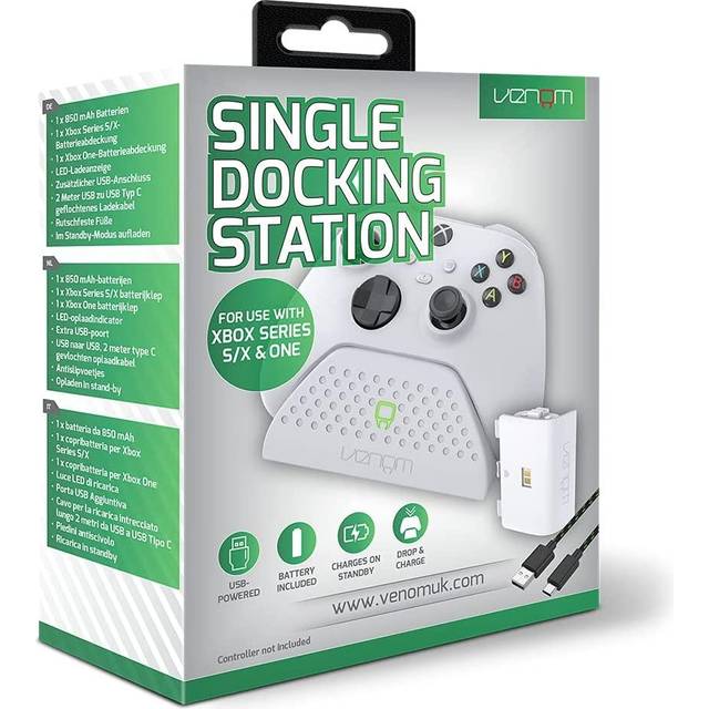 Venom Xbox Controller Laddningsdocka med uppladdningsbart batteri, Single Dock - Vit (Xbox Series X & S/Xbox One)