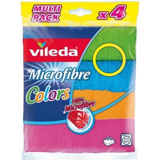 Vileda Microfibre 1 Pack Of 4 Color Cleaning Cloths For All Purposes - 2577