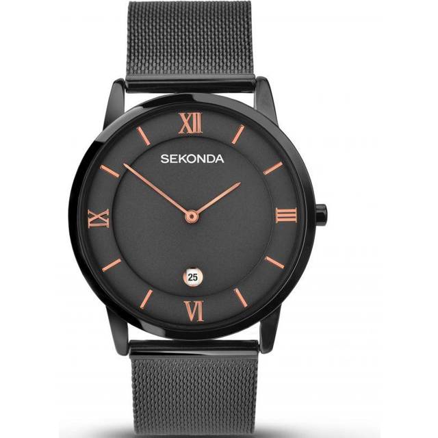 Sekonda Sekonda Minimal Men's Watch | Gun Metal Case & Stainless Steel Mesh Bracelet with Grey Dial | 1187
